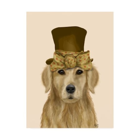 Fab Funky 'Golden Retriever, Hat And Bow' Canvas Art,14x19